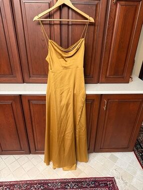 Fame and Partners Mustard Cowl Neck Maxi Dress